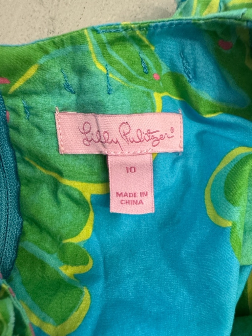 Lilly Pulitzer Girls Sleeveless Green, Blue, Pink Floral Dress Sz 10 GUC - Picture 5 of 7